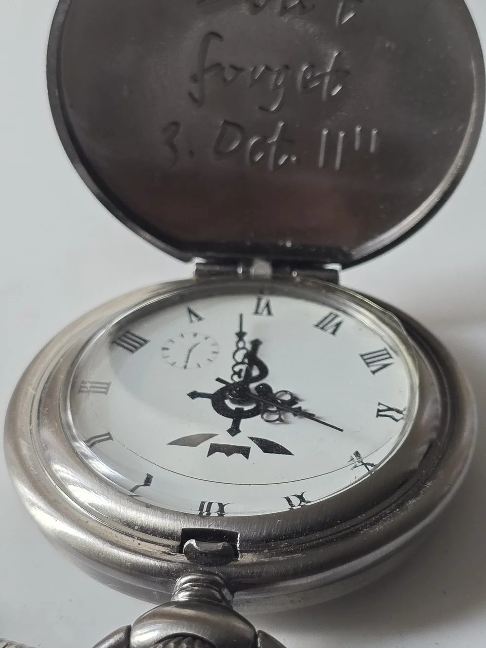 Silver Pocket Watch with Roman Dial - Full Metal Alchemist